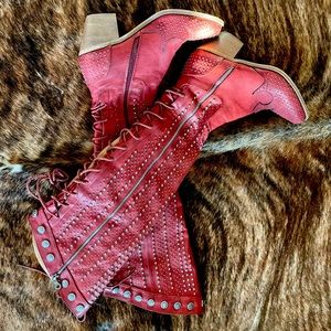 Red over the knee cowgirl boots🔥